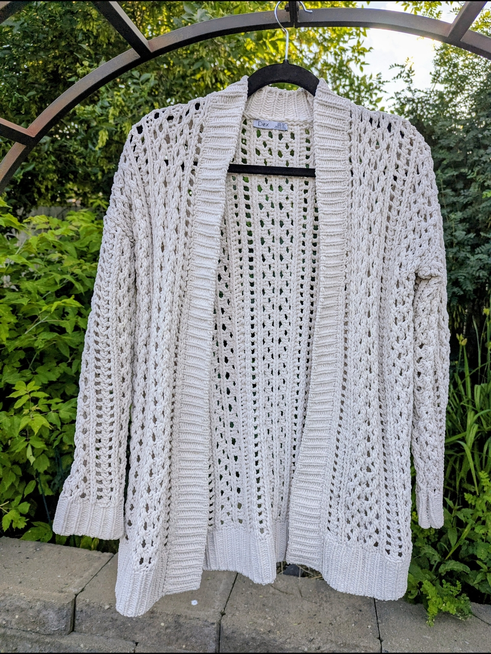 Dex Open Knit Chenille Cardigan Sweater Chunky Crochet Boho Coquettecore - Picture 3 of 13